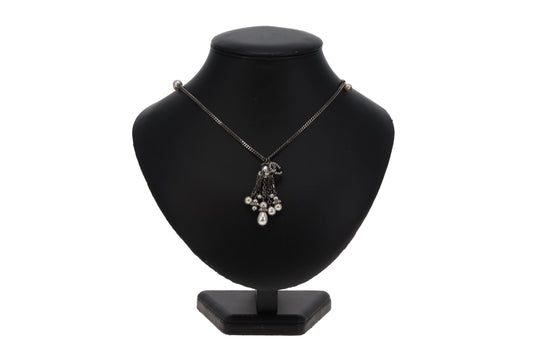 Chanel Ruthenium & Costume Pearl Cluster Pendant Necklace Short