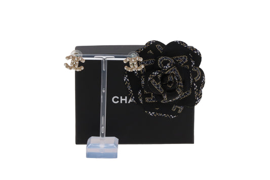 Chanel Costume Pearl & Goldtone Metal CC Earrings