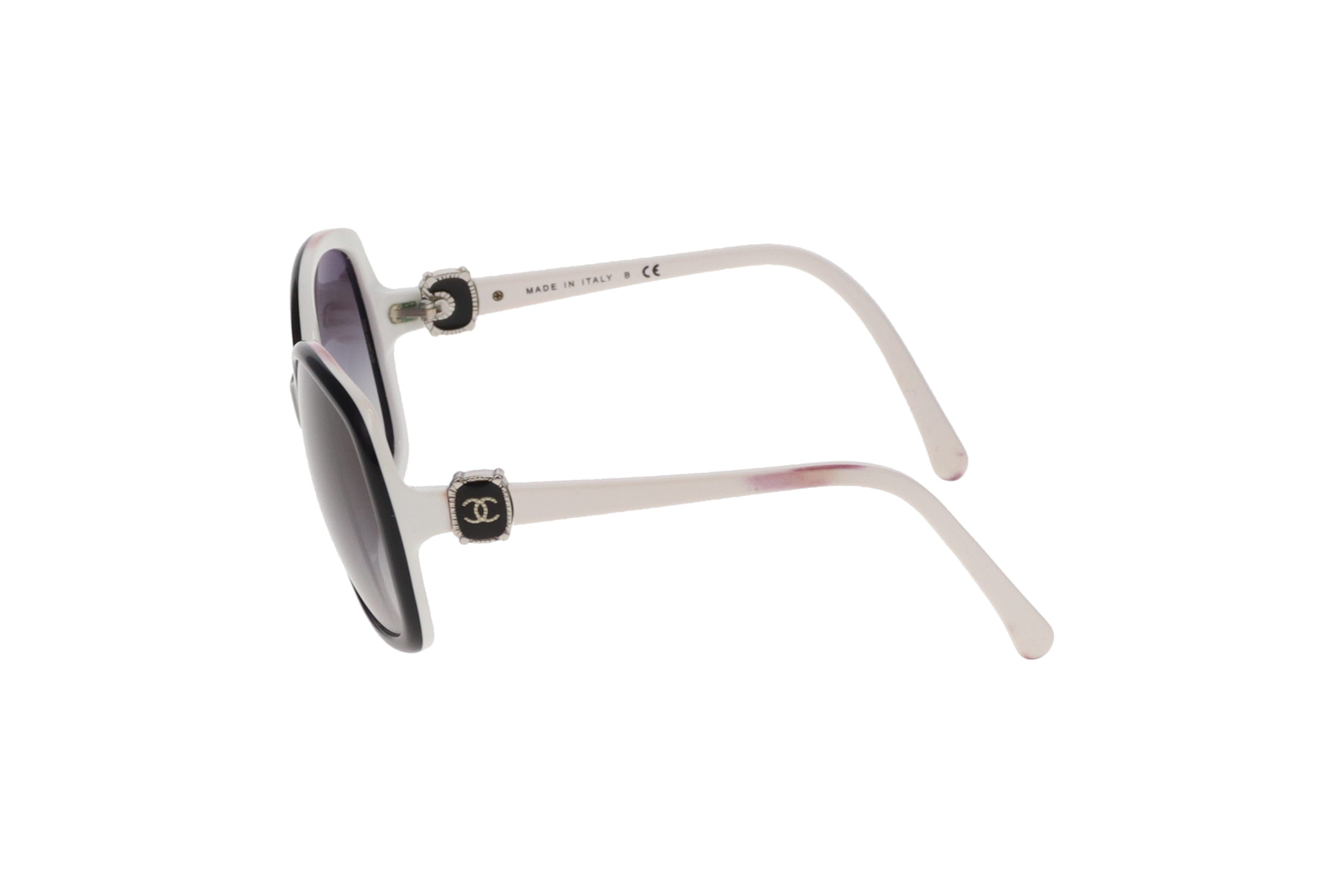 Chanel 5174 Square Monochrome Sunglasses White Black | Designer