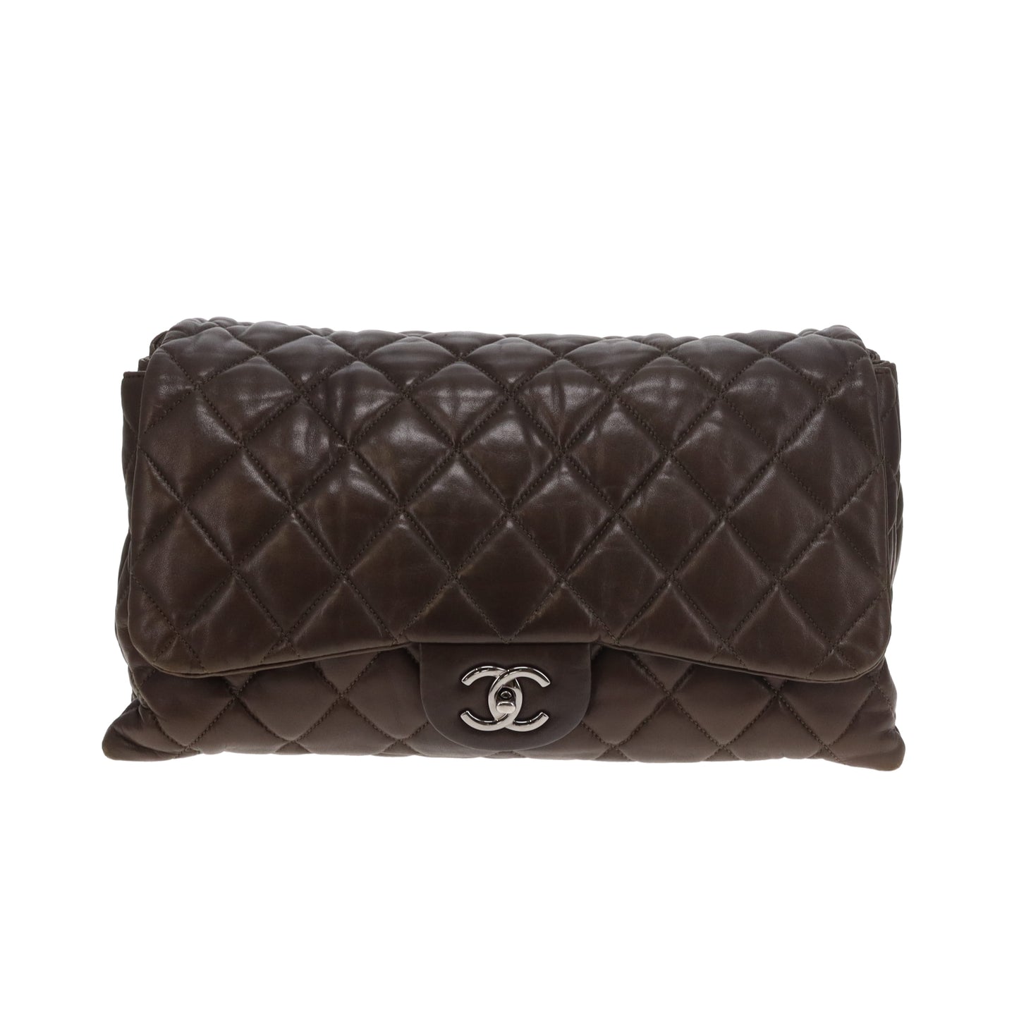 Chanel Accordian Quilted Lambskin Flap Seasonal Dark Khaki 2010
