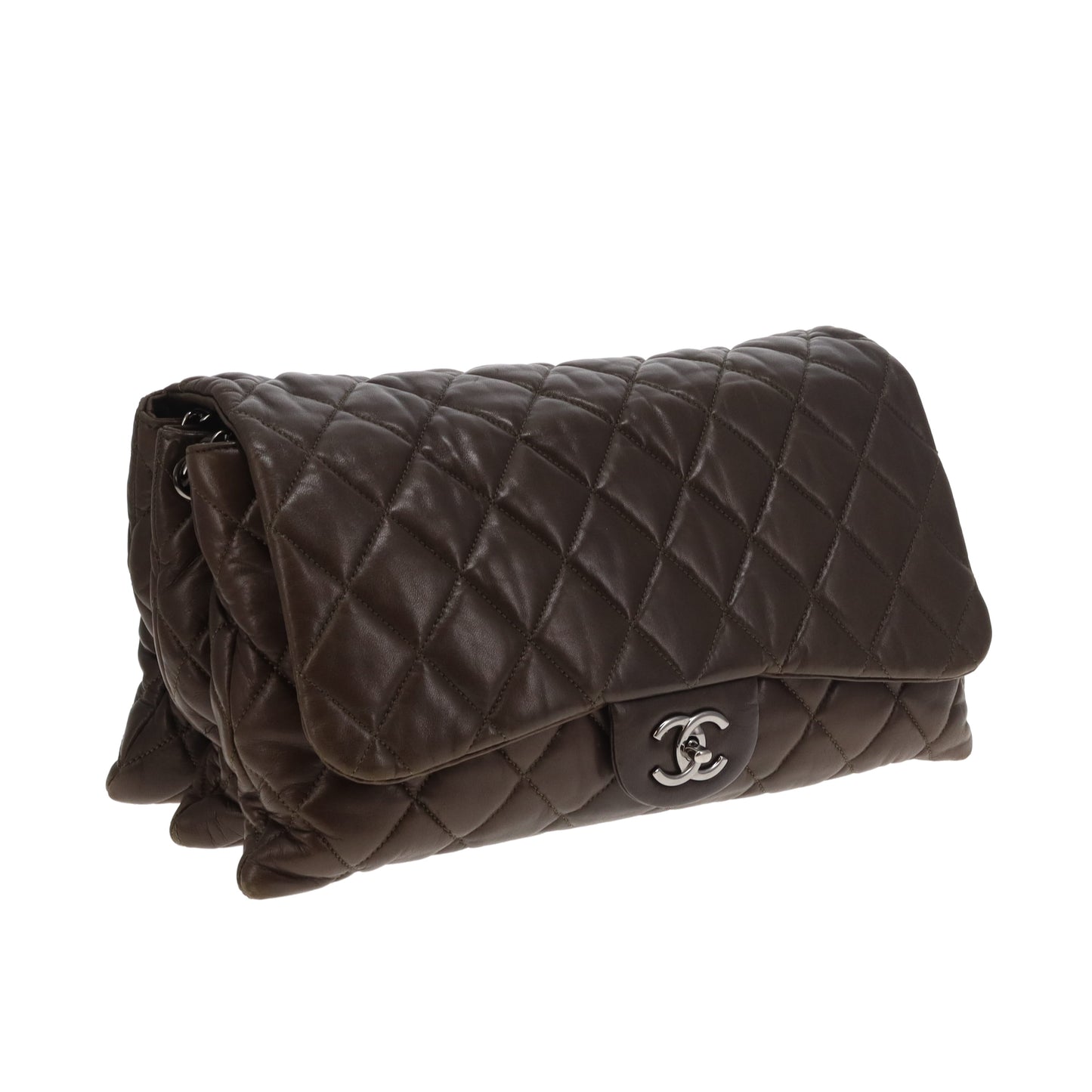 Chanel Accordian Quilted Lambskin Flap Seasonal Dark Khaki 2010