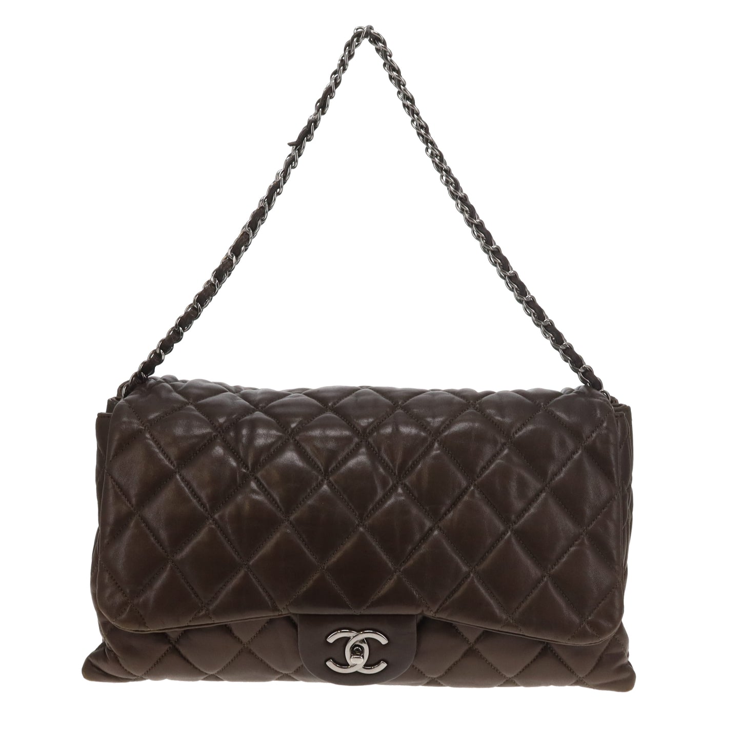 Chanel Accordian Quilted Lambskin Flap Seasonal Dark Khaki 2010