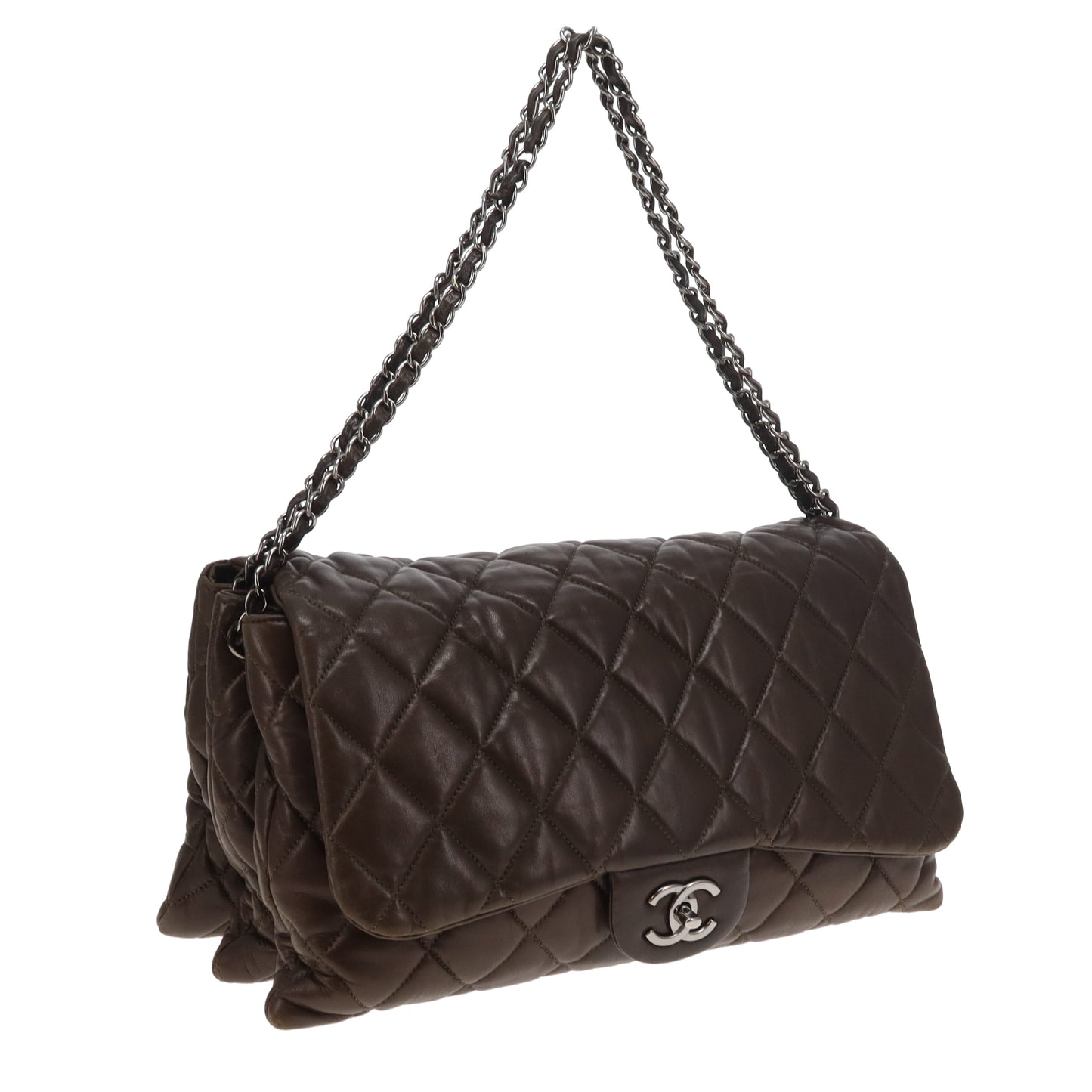 Chanel Accordian Quilted Lambskin Flap Seasonal Dark Khaki 2010