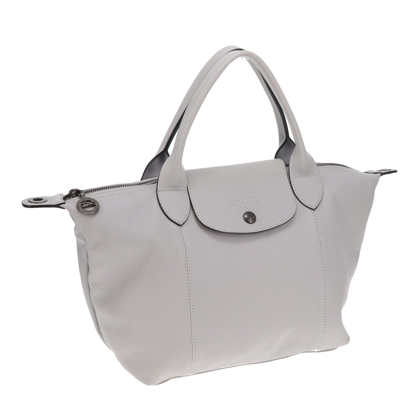 Longchamp Le Pliage Cuir Grey