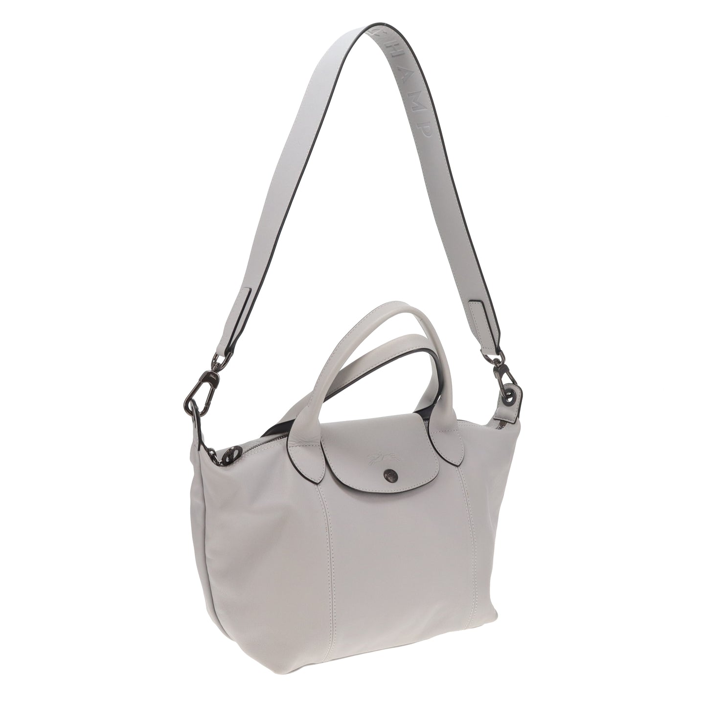 Longchamp Le Pliage Cuir Grey