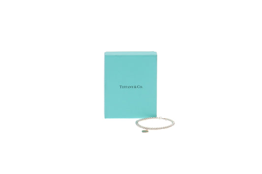 Tiffany & Co Sterling Silver and Rose Gold RTT Heart Tag Beaded Bracelet