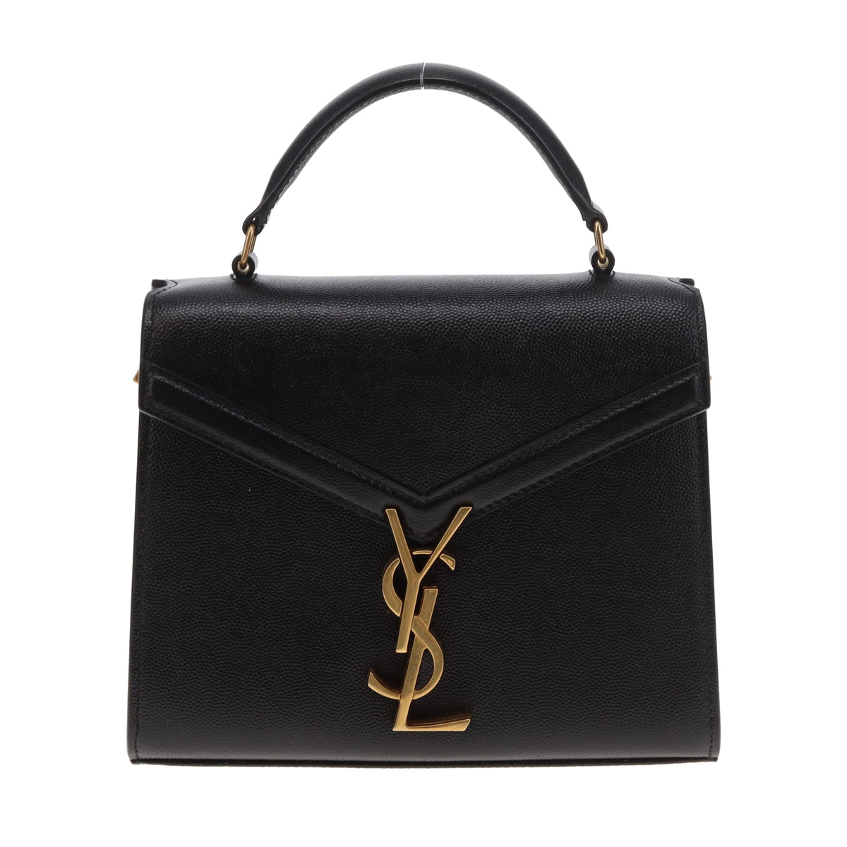 Saint Laurent Cassandra Mini Top Handle & Crossbody Bag Black Grain De Poudre