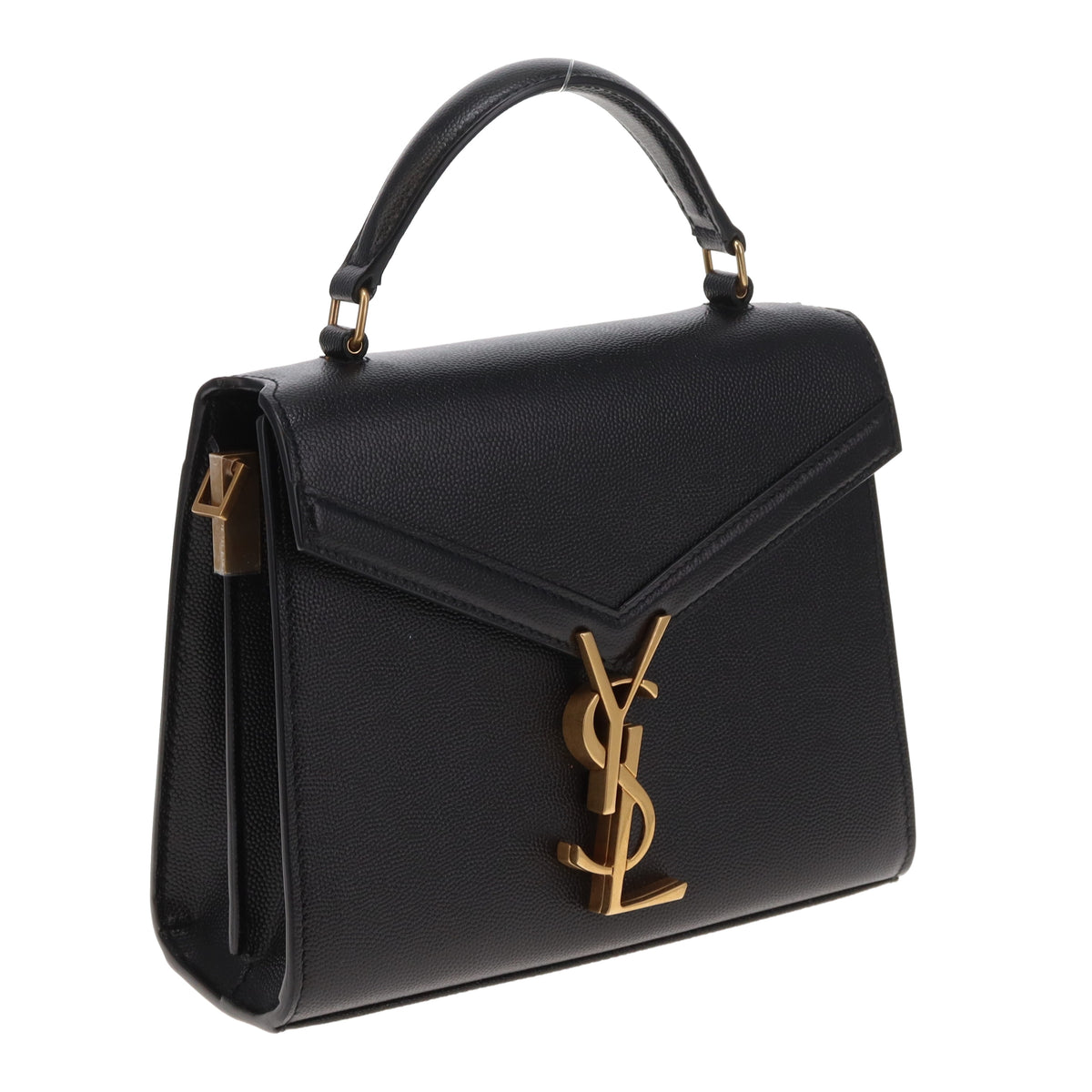 Saint Laurent Cassandra Mini Top Handle & Crossbody Bag Black Grain De Poudre