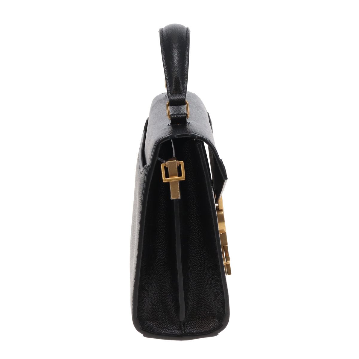 Saint Laurent Cassandra Mini Top Handle & Crossbody Bag Black Grain De Poudre