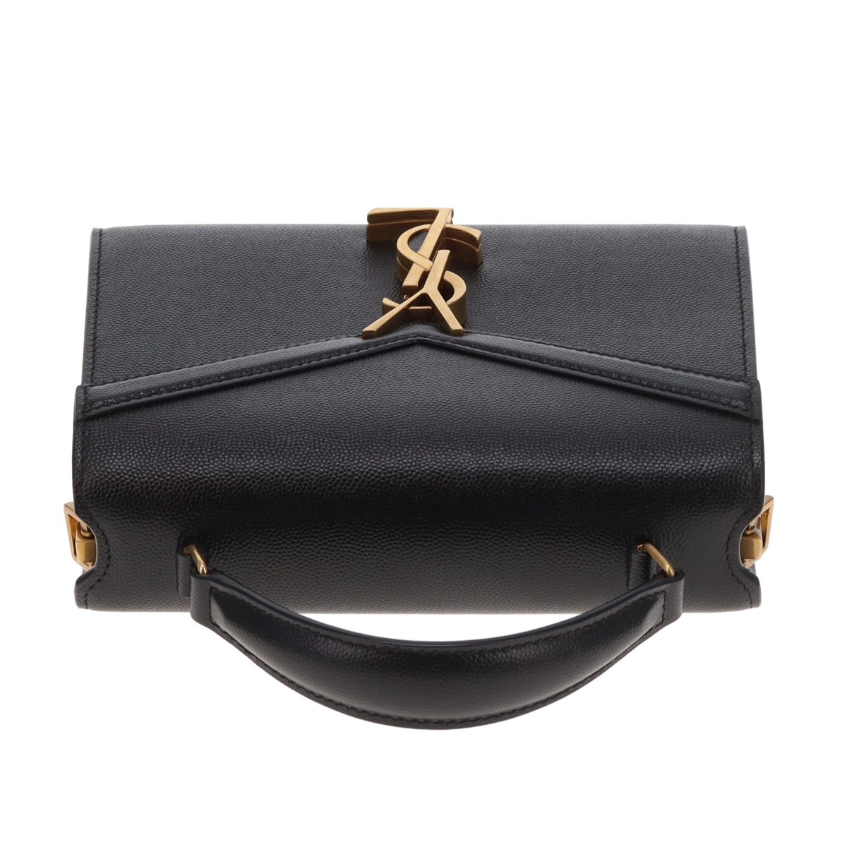 Saint Laurent Cassandra Mini Top Handle & Crossbody Bag Black Grain De Poudre