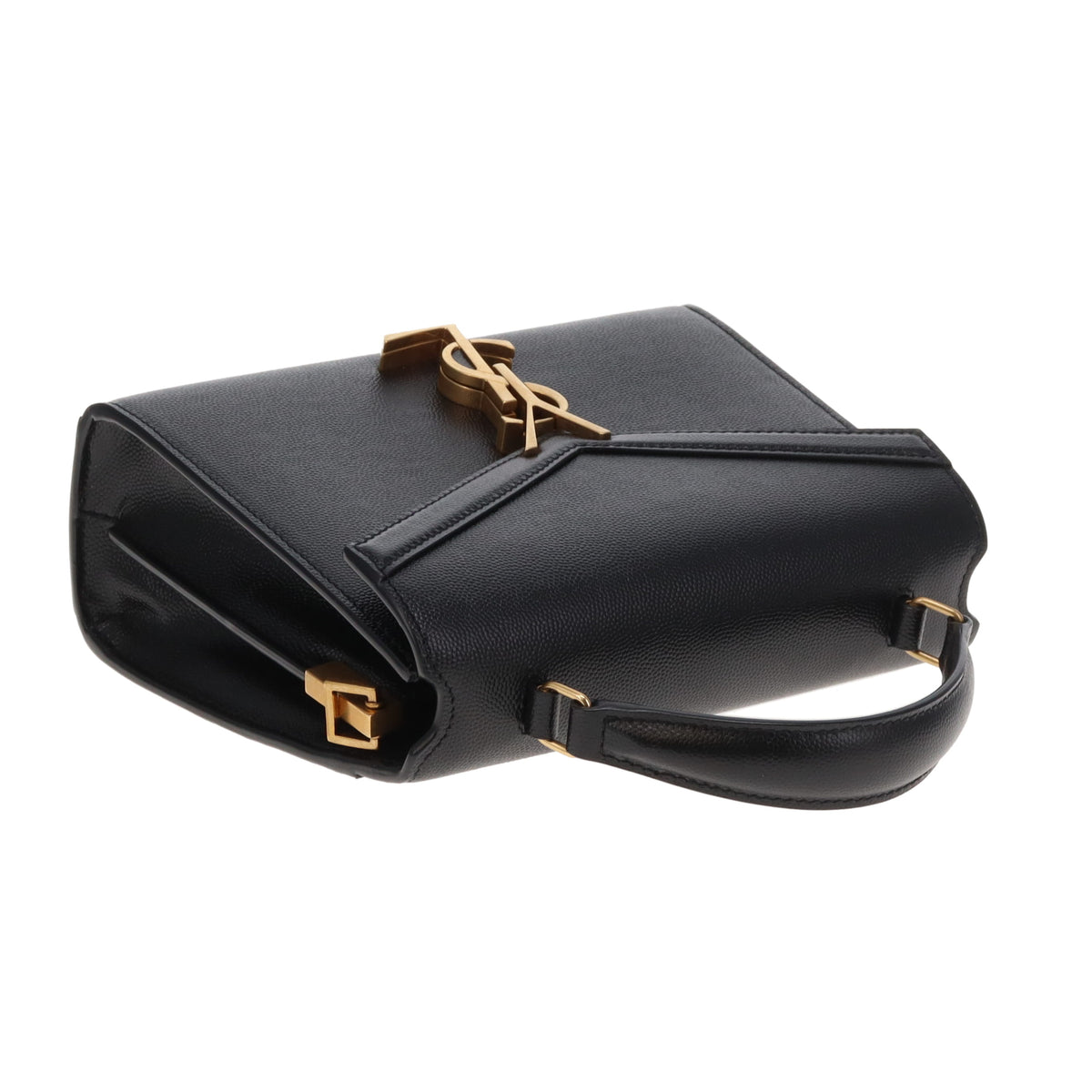 Saint Laurent Cassandra Mini Top Handle & Crossbody Bag Black Grain De Poudre