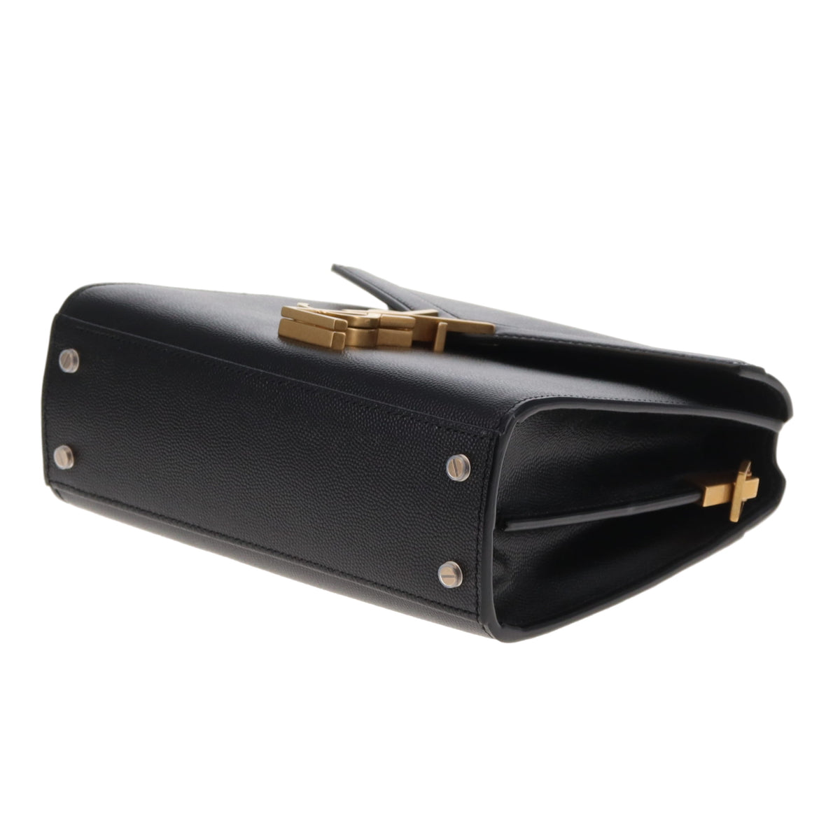 Saint Laurent Cassandra Mini Top Handle & Crossbody Bag Black Grain De Poudre