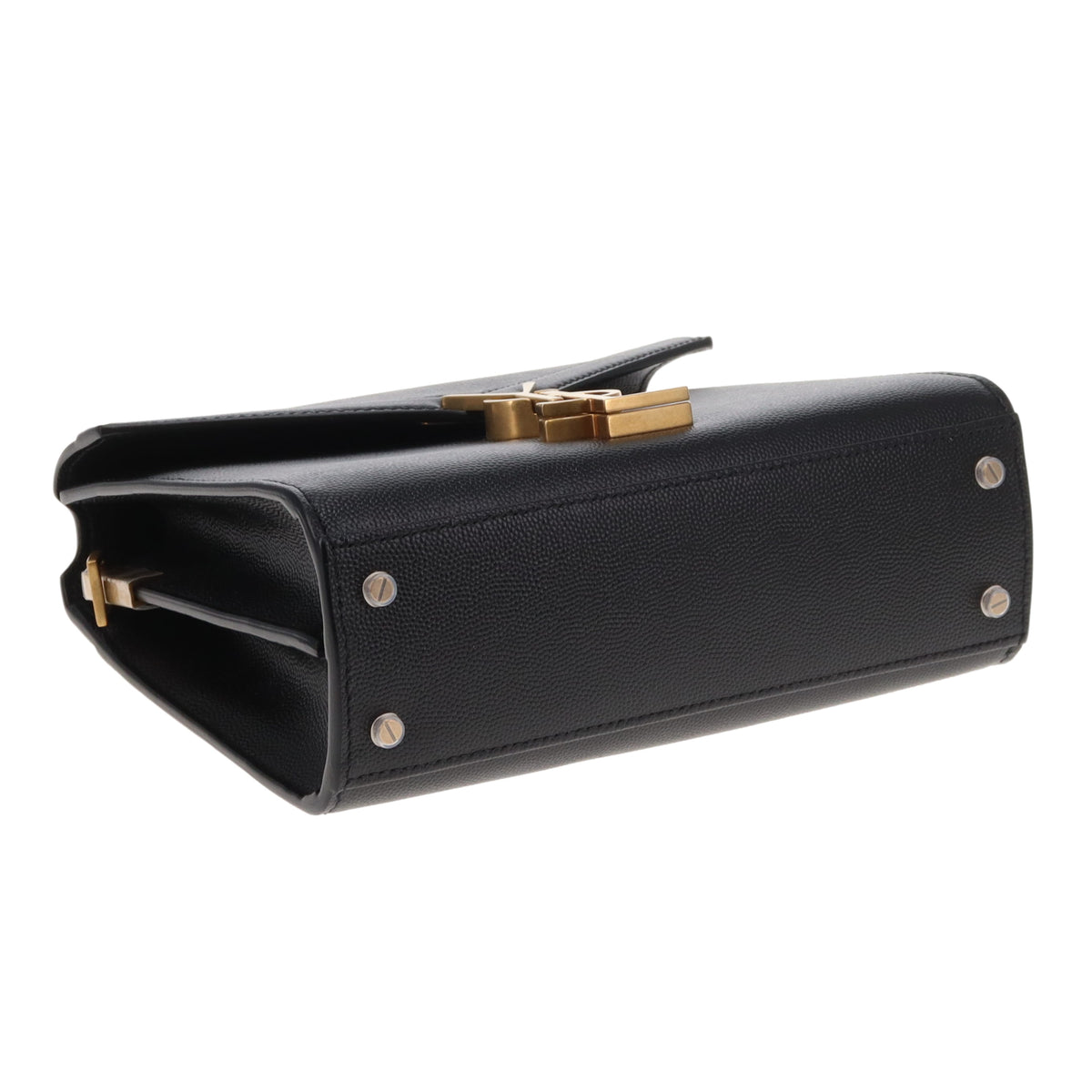 Saint Laurent Cassandra Mini Top Handle & Crossbody Bag Black Grain De Poudre