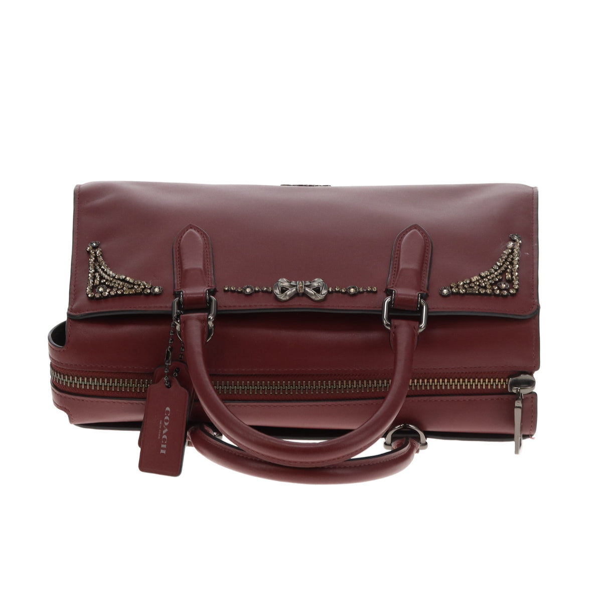 Coach X Selena Gomez Bond Bag Burgundy With Crossbody Strap