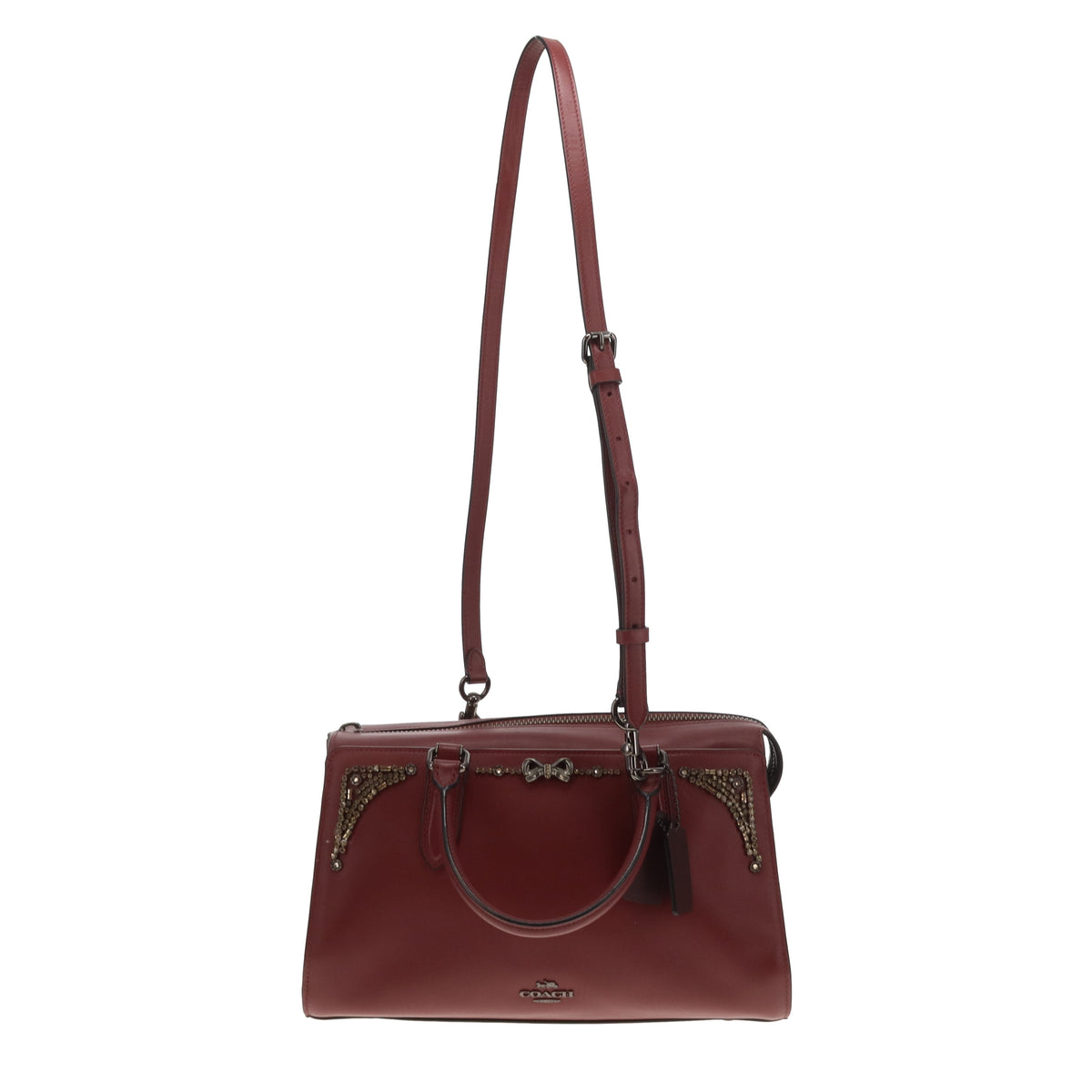 Coach X Selena Gomez Bond Bag Burgundy With Crossbody Strap