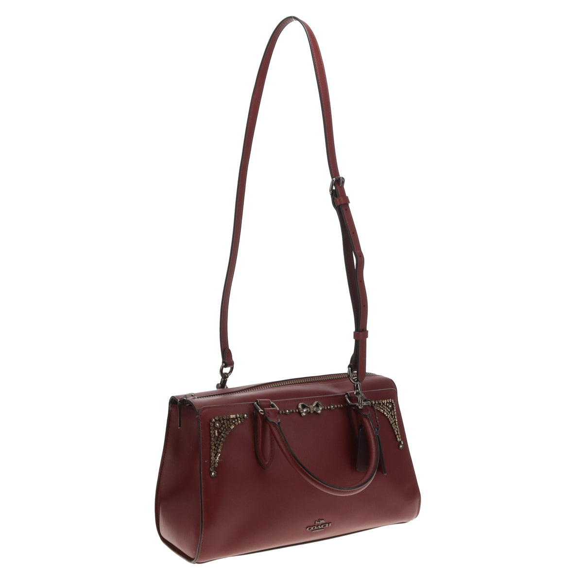 Coach X Selena Gomez Bond Bag Burgundy With Crossbody Strap