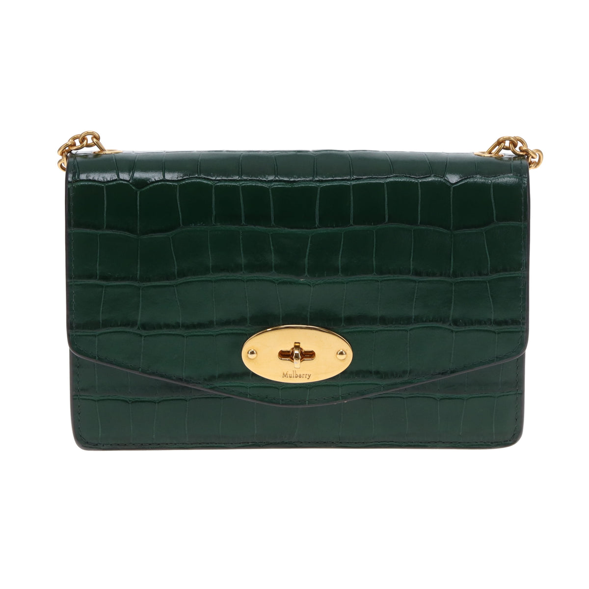 Mulberry Darley Small Shiny Croc Jungle Green
