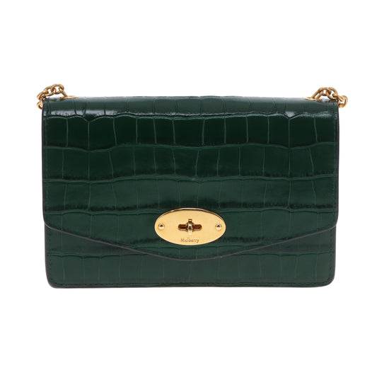 Mulberry Darley Small Shiny Croc Jungle Green