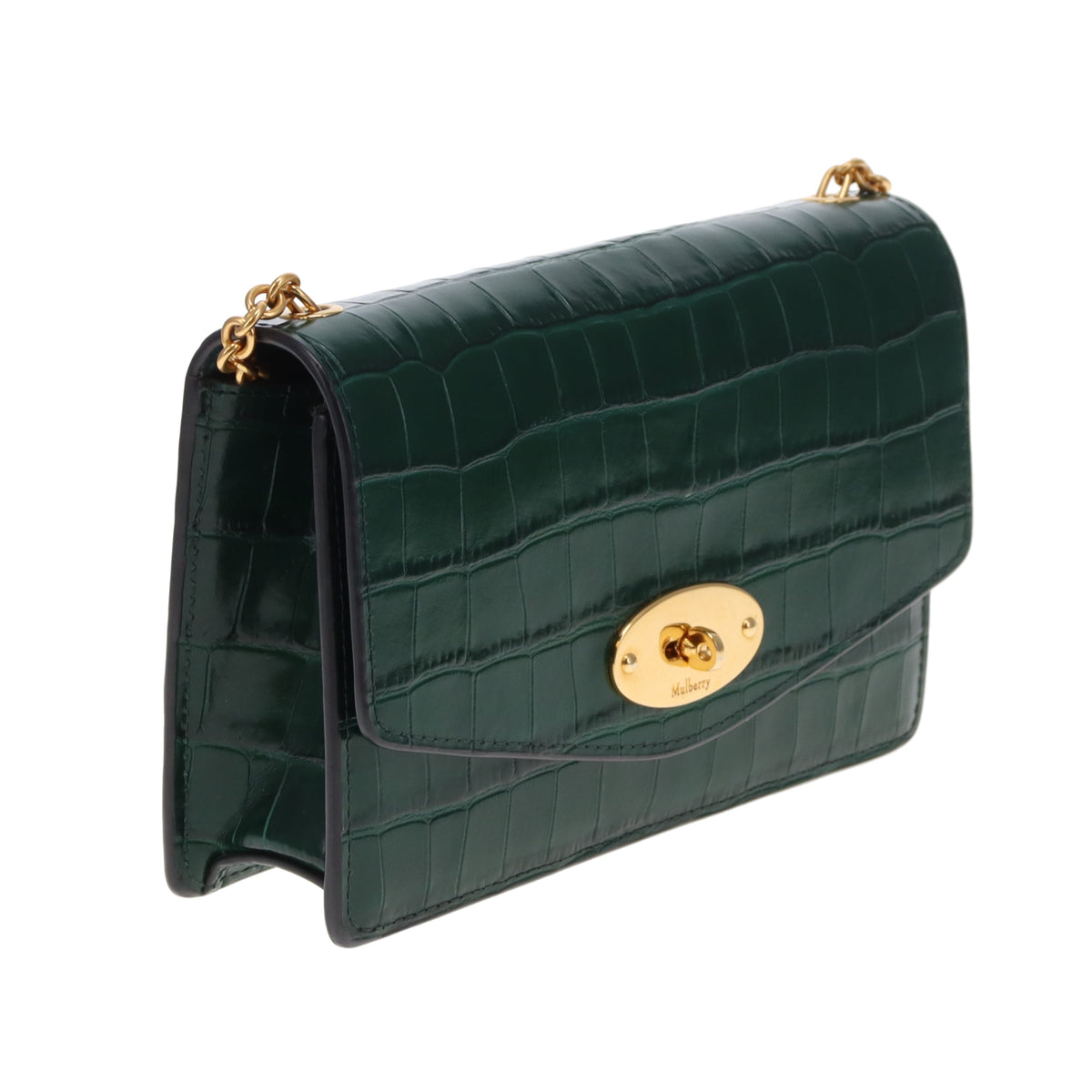 Mulberry Darley Small Shiny Croc Jungle Green