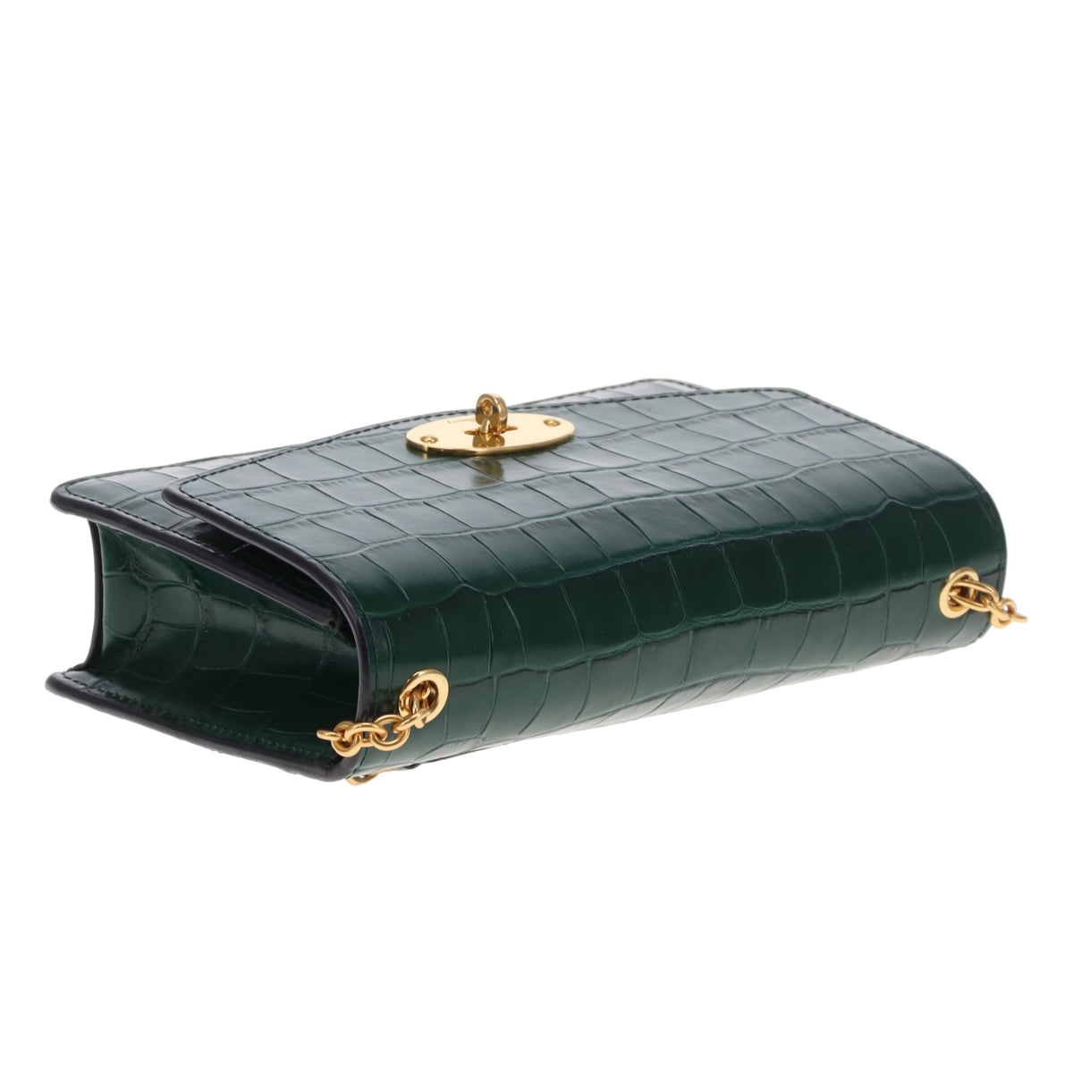 Mulberry Darley Small Shiny Croc Jungle Green
