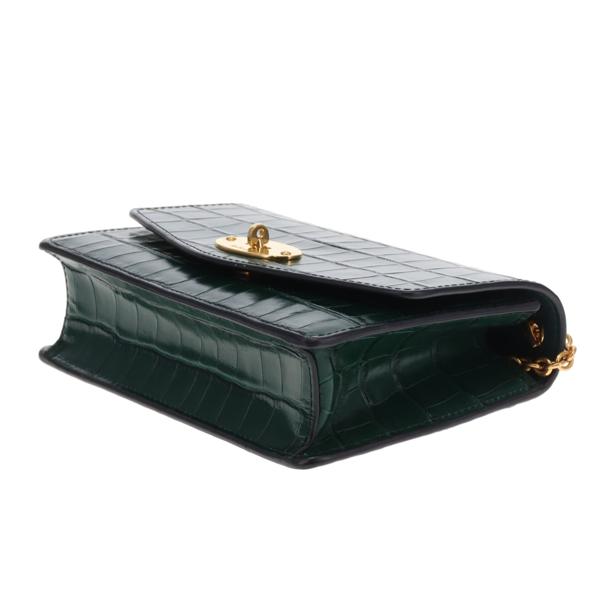 Mulberry Darley Small Shiny Croc Jungle Green