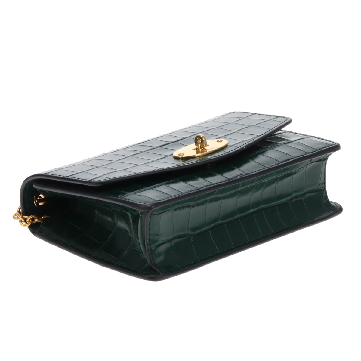 Mulberry Darley Small Shiny Croc Jungle Green