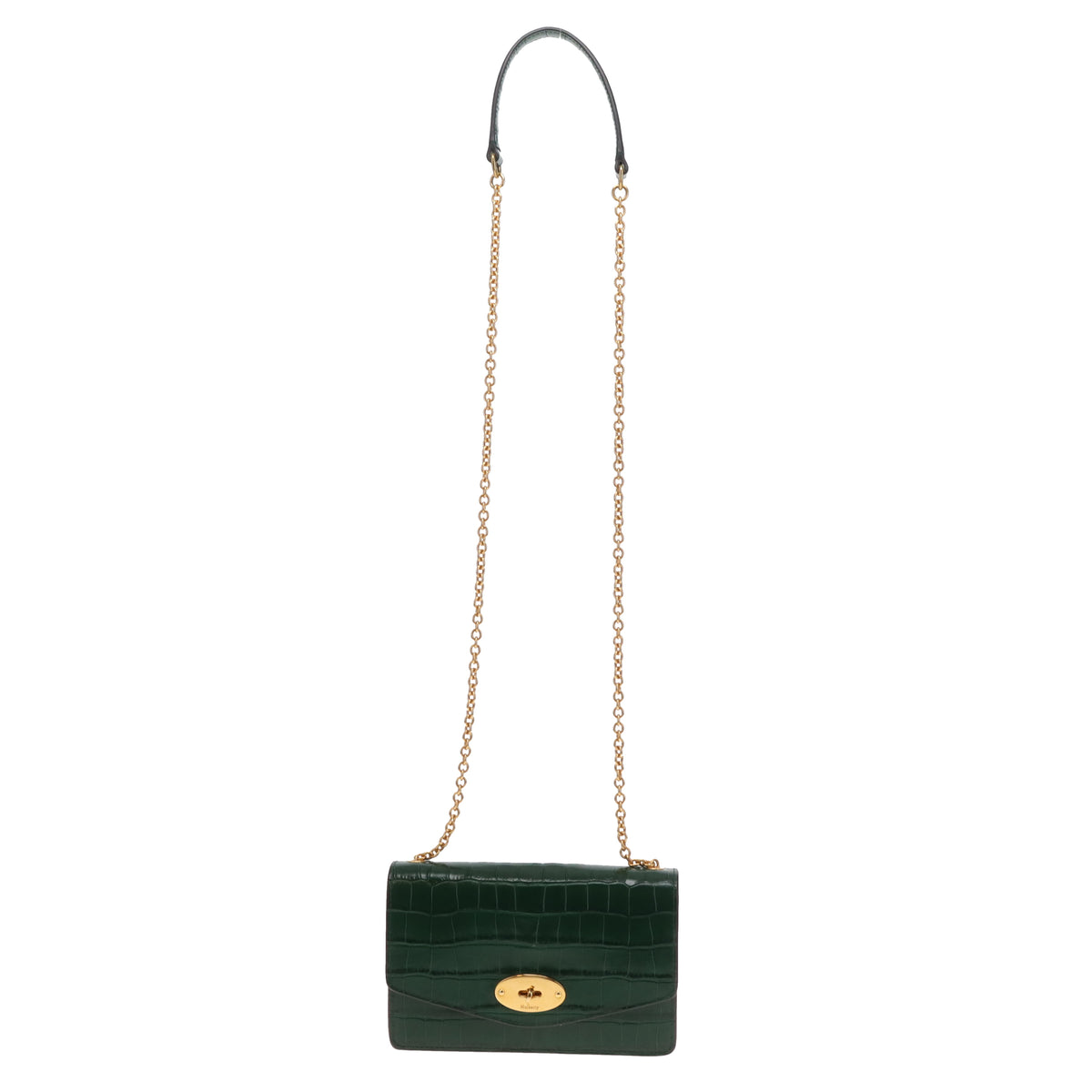 Mulberry Darley Small Shiny Croc Jungle Green