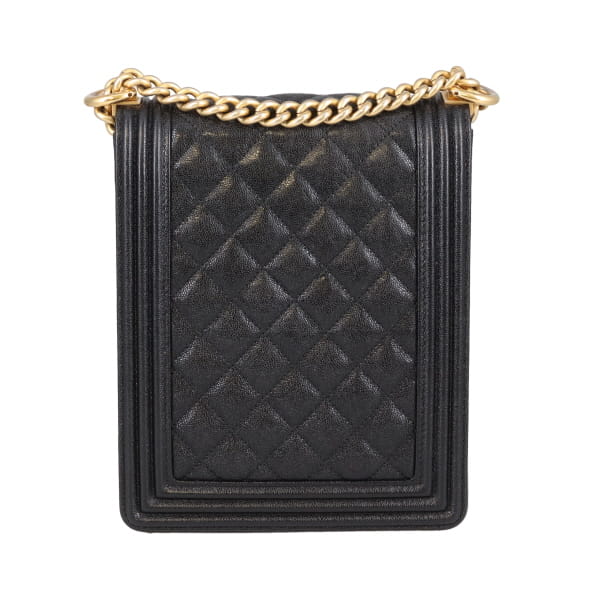 Chanel Boy Bag North South Caviar Leather Black 2019