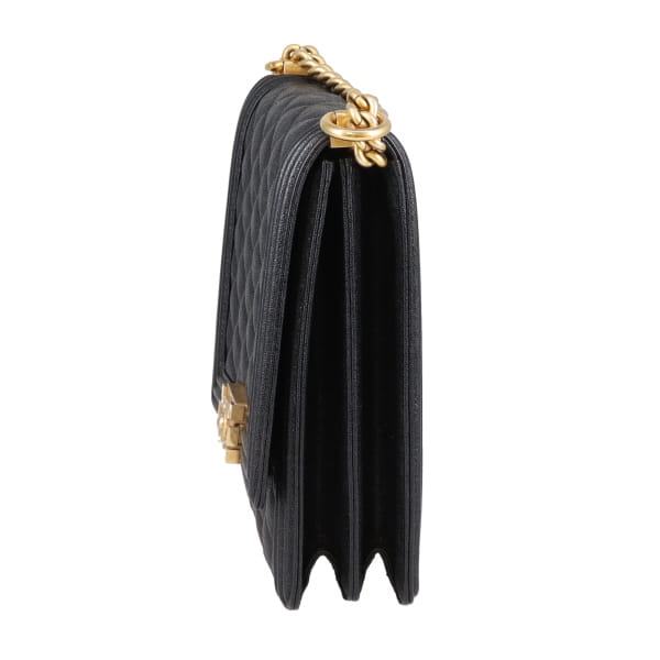 Chanel Boy Bag North South Caviar Leather Black 2019