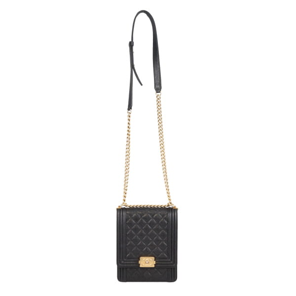 Chanel Boy Bag North South Caviar Leather Black 2019