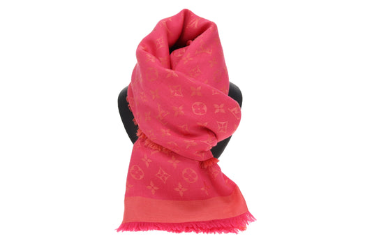 Gucci Lana Wool GG Orange & Pink Long Scarf