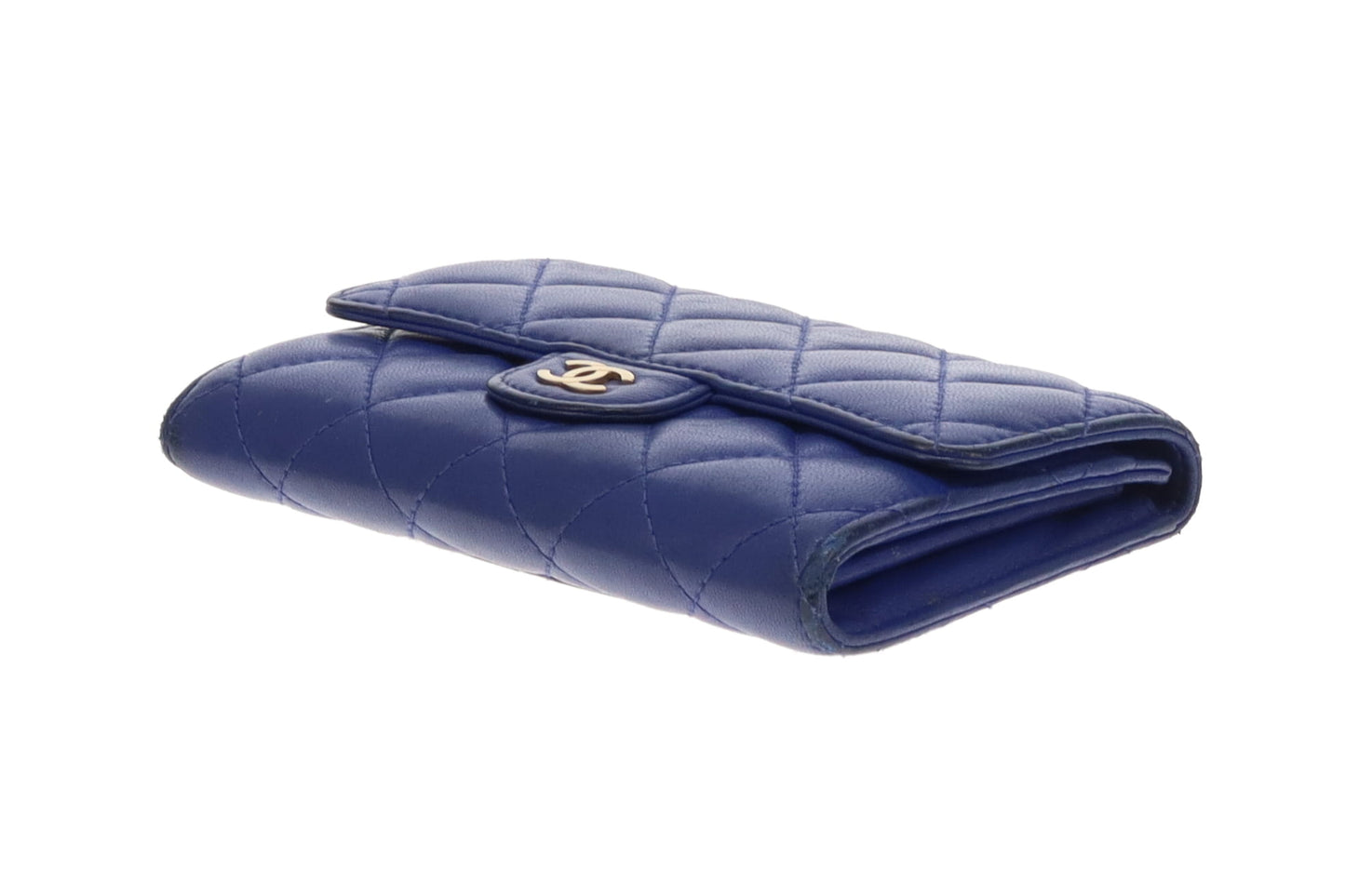 Chanel Compact Classic Lambskin Wallet In Indigo 2008/09