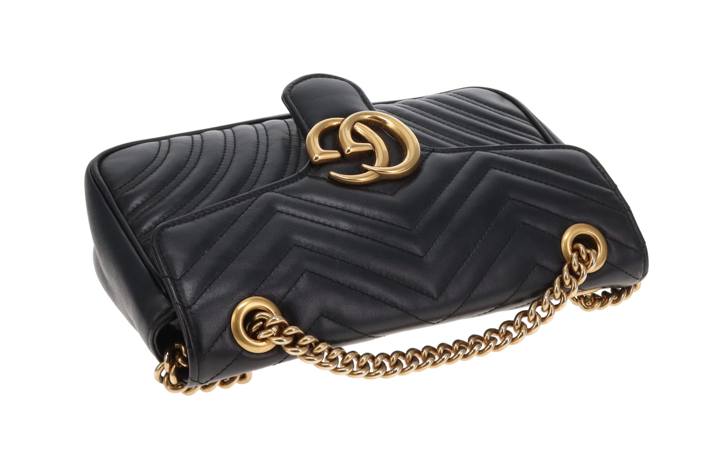 Gucci Marmont Chevron Flap Bag Medium Black