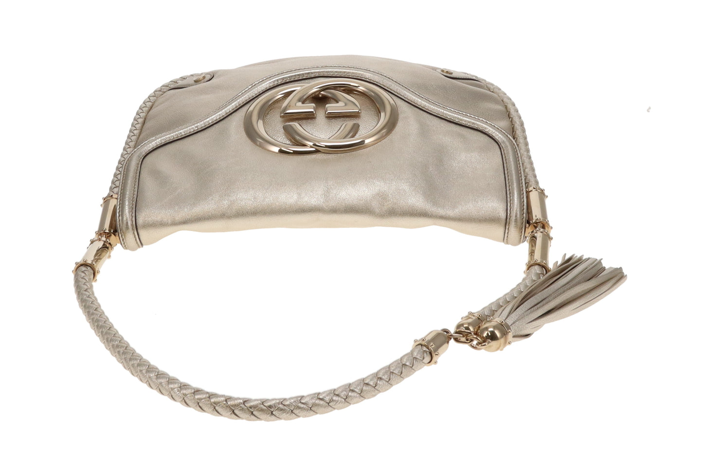 Gucci Britt Hobo Gold Metallic Leather Vintage