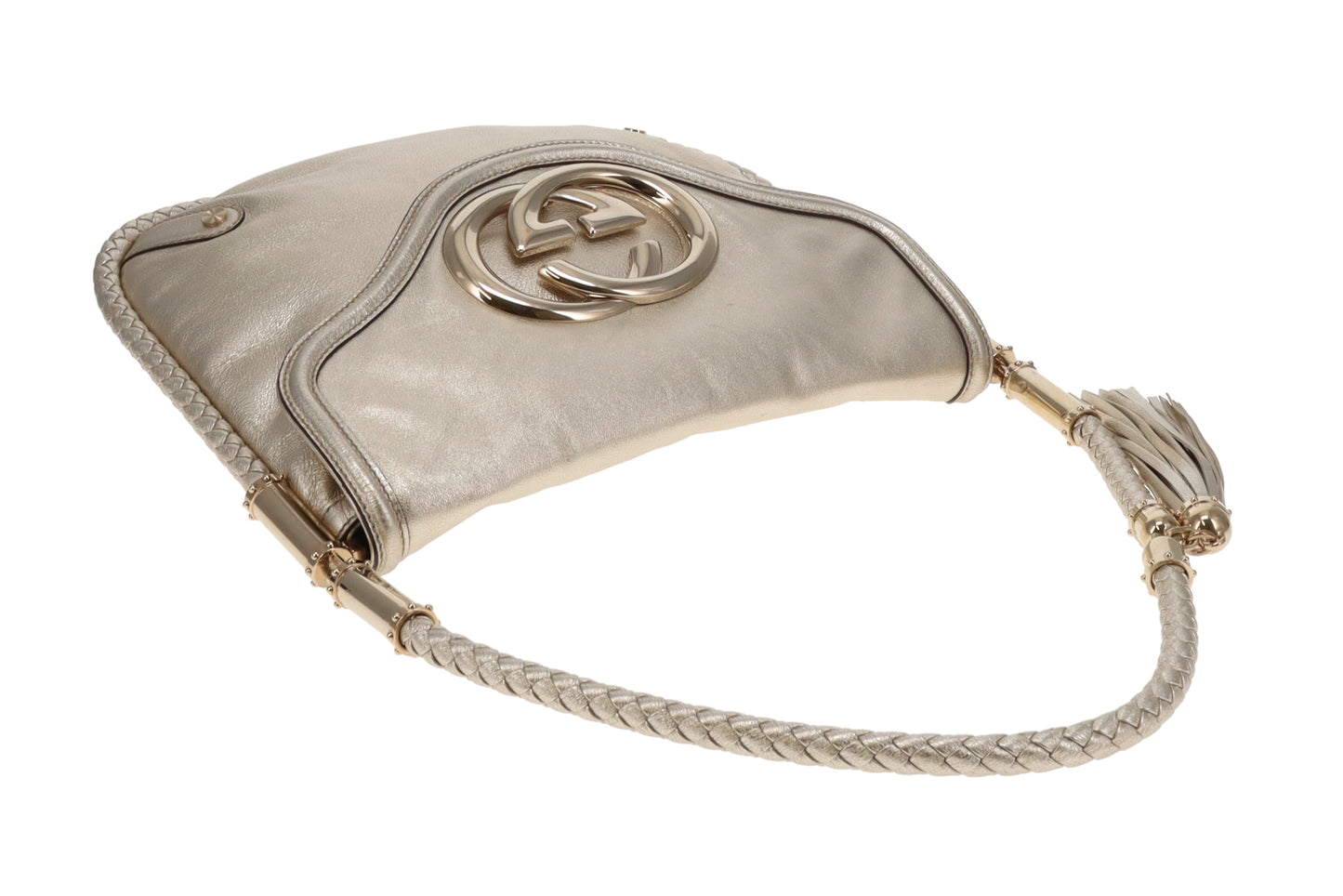 Gucci Britt Hobo Gold Metallic Leather Vintage
