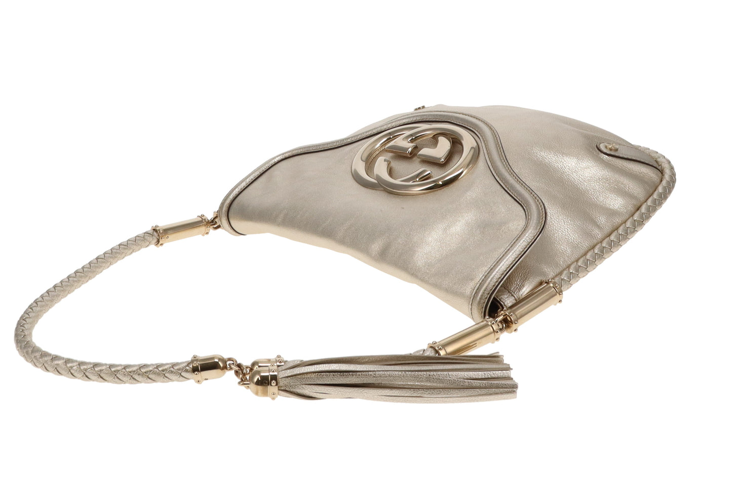 Gucci Britt Hobo Gold Metallic Leather Vintage