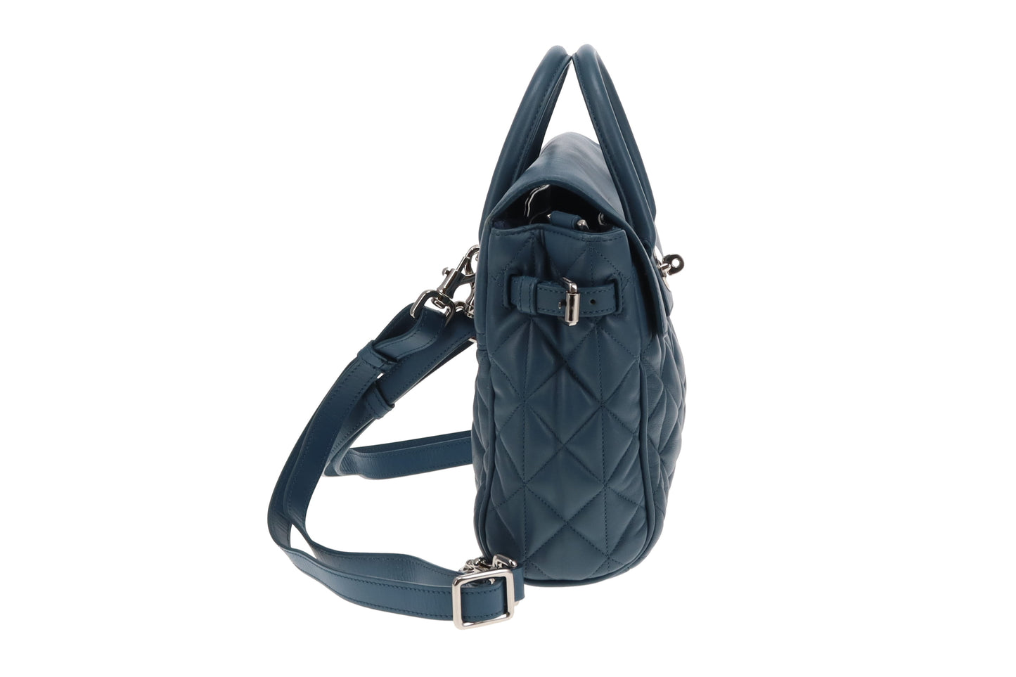 Mulberry Mini Cara Delevingne Bag in Steel Blue Quilted Nappa Leather