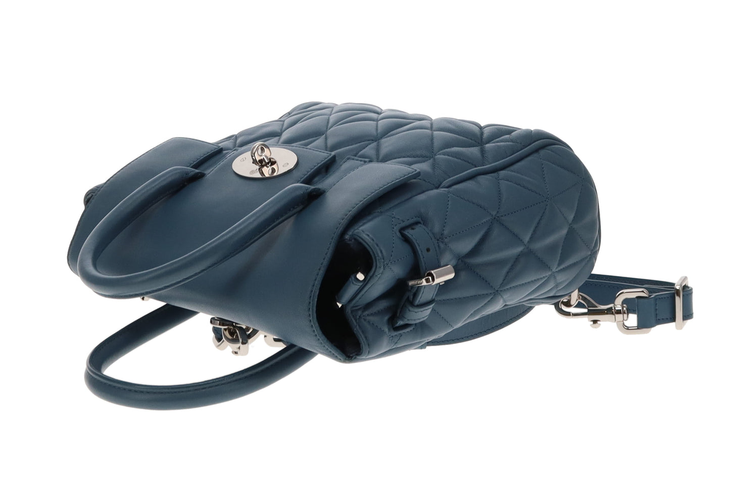 Mulberry Mini Cara Delevingne Bag in Steel Blue Quilted Nappa Leather