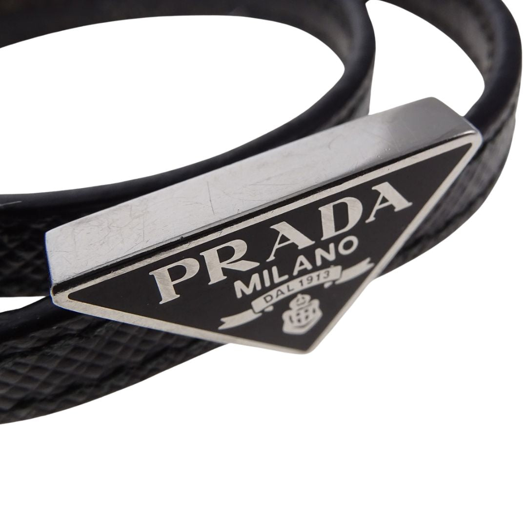 Prada Triangle Logo Double Wrap Bracelet