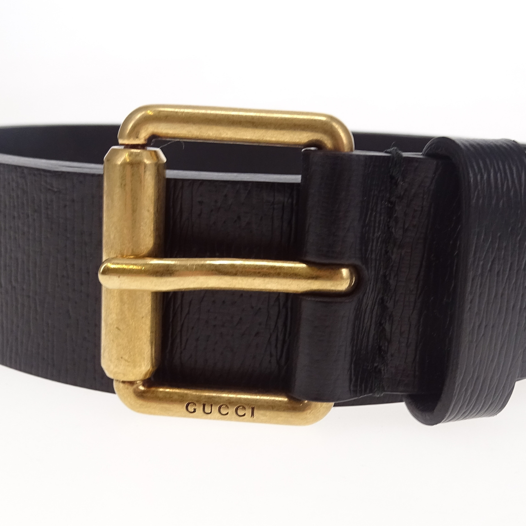 Gucci Kingsnake Belt In Black Leather With Gold Buckle 95cm 30"