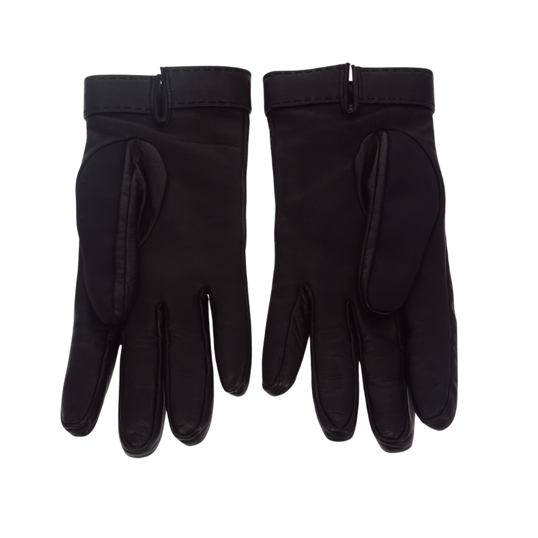 Prada Nylon Black and Lambskin Gloves size 7 1/2