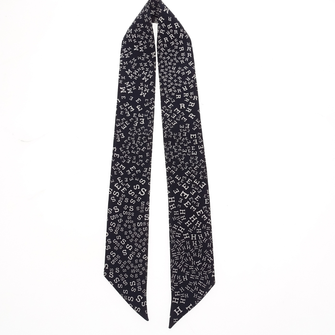 Hermes Silk Twilly Jumbled Monogram Black