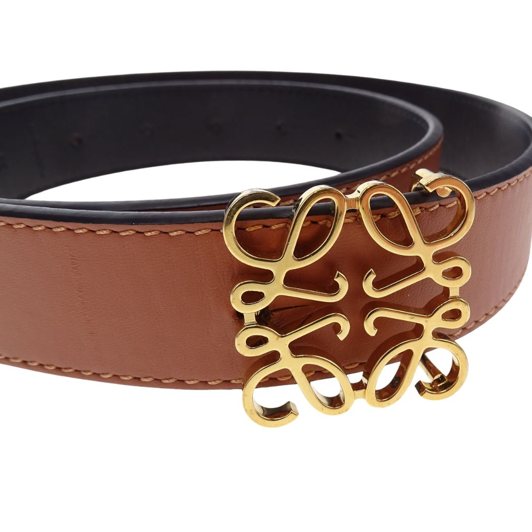 Loewe Belt Anagram Brown/Black Leather GHW 70cm