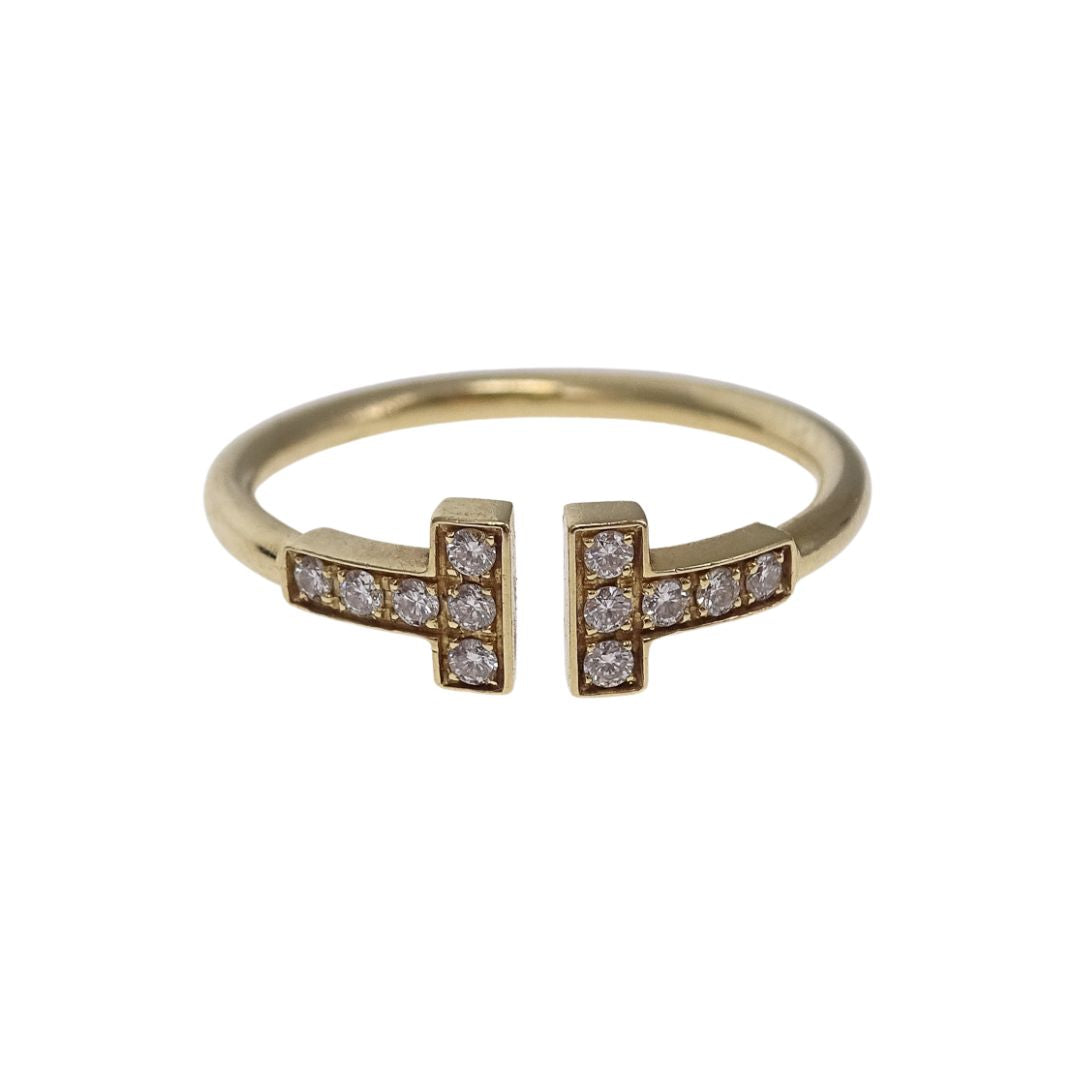 Tiffany & Co T Wire Ring Yellow Gold and Diamond - size 52
