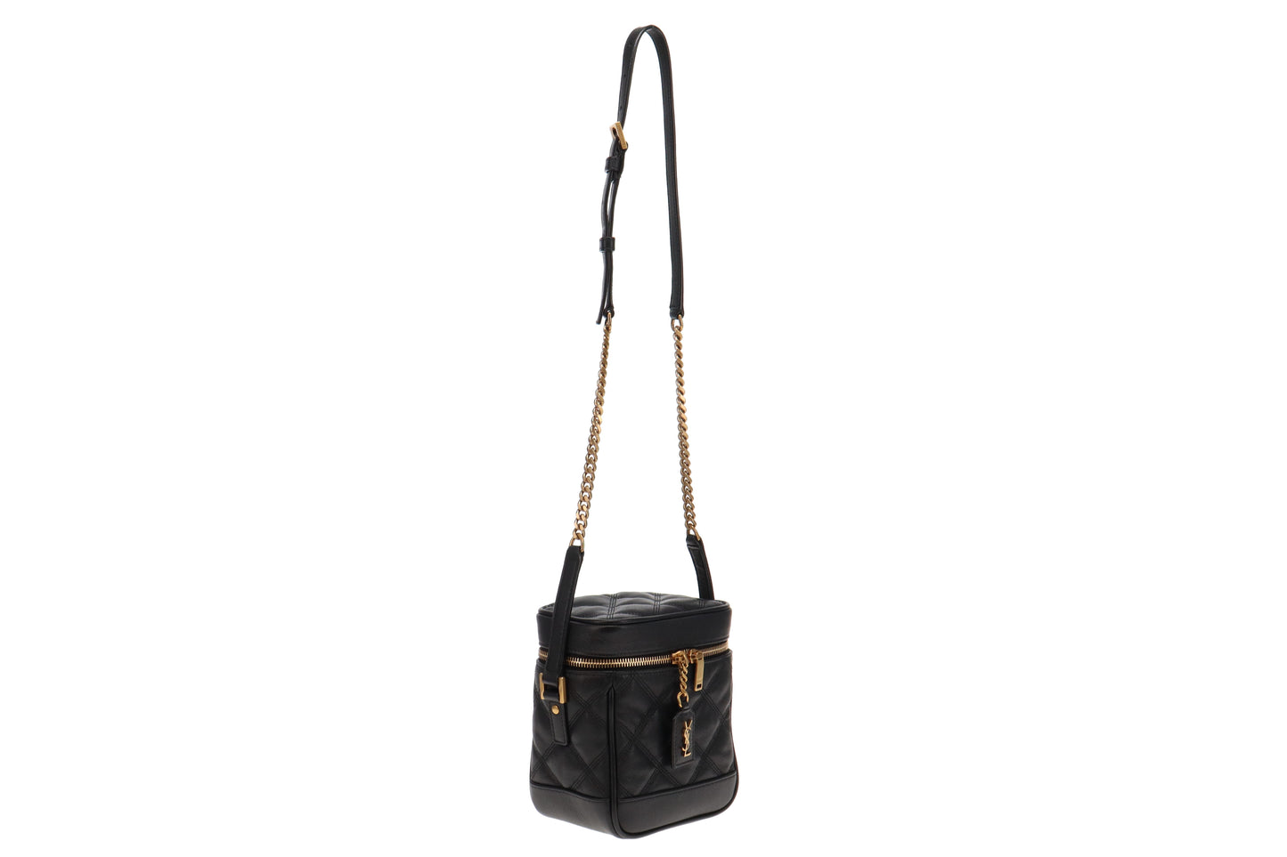 Saint Laurent 80's Vanity Bag In Black Quilted Grain De Poudre Leather GH
