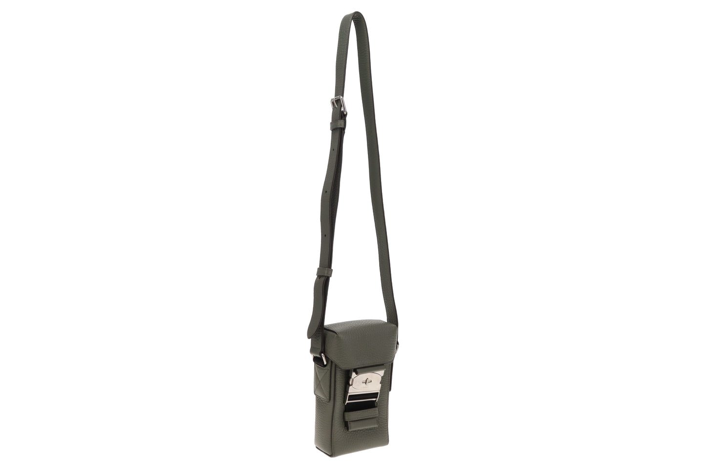 Mulberry Heavy Grain Leather Postmans Buckle Phone Messenger Olive