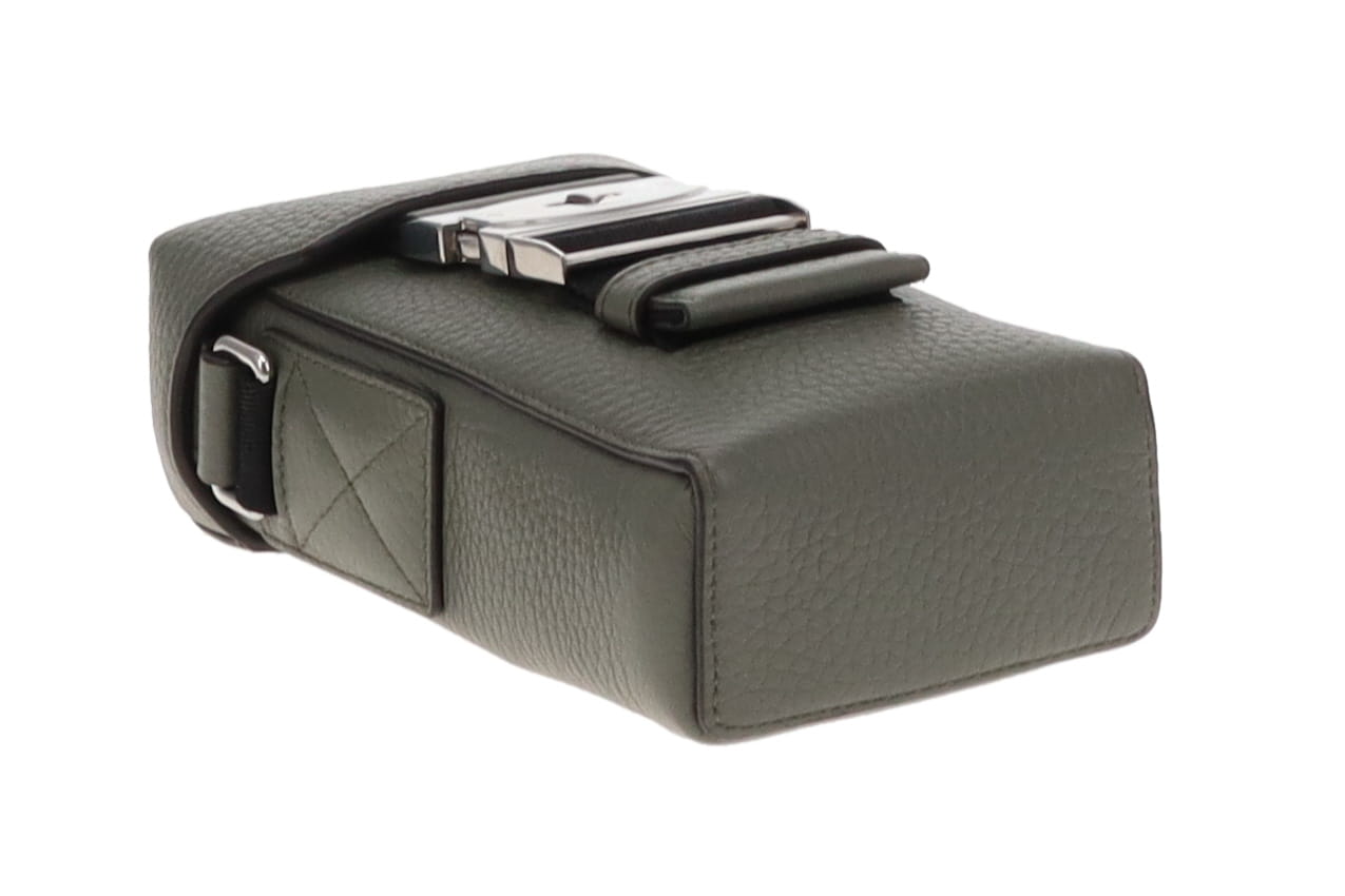 Mulberry Heavy Grain Leather Postmans Buckle Phone Messenger Olive