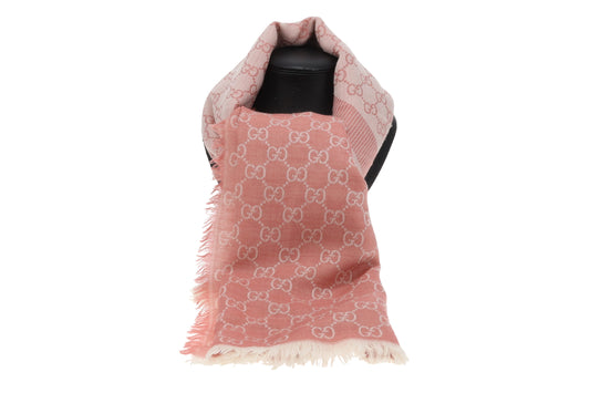 Gucci Silk/Wool Pink GG Scarf