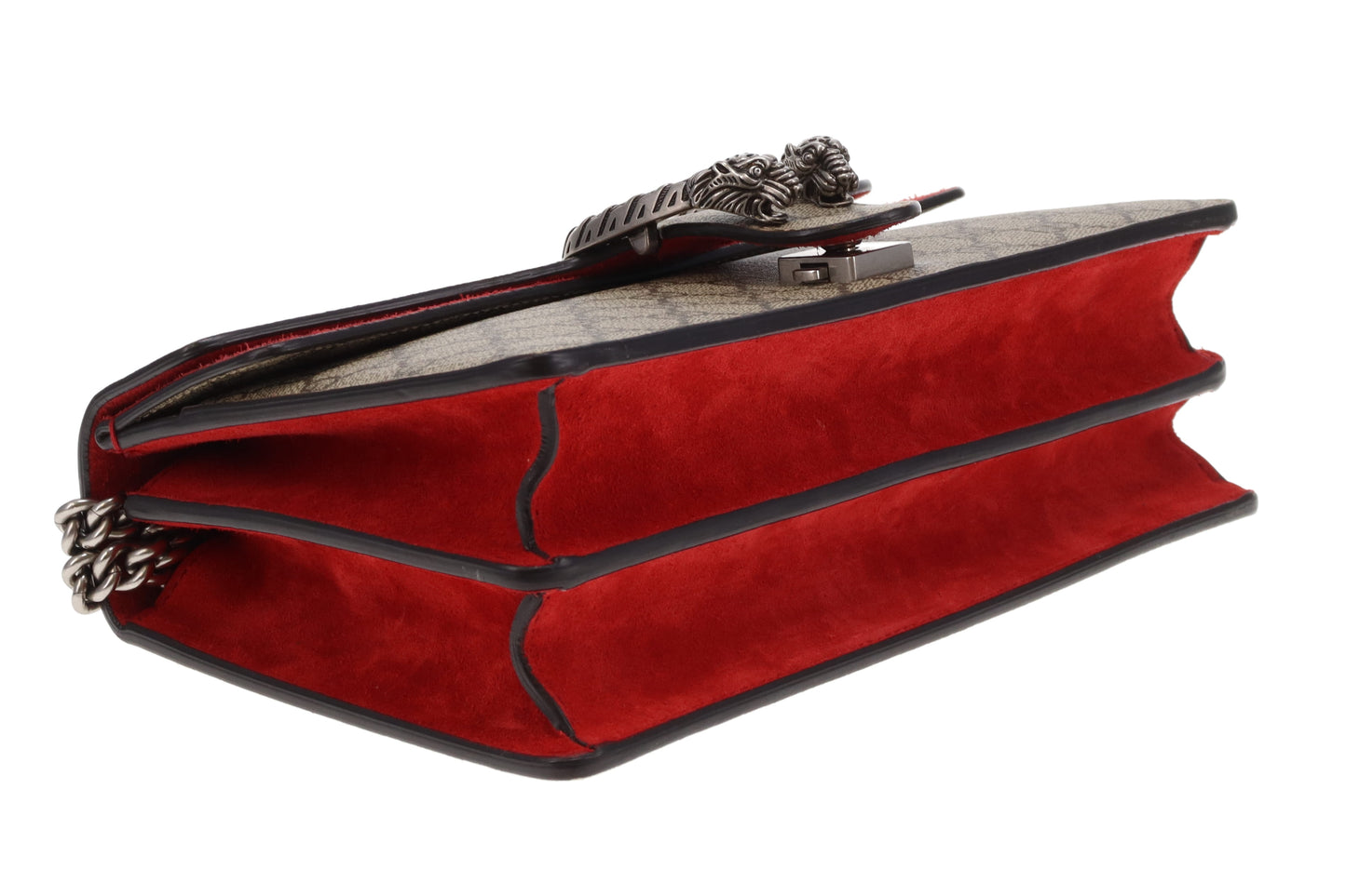 Gucci Dionysus Medium Shoulder Bag – GG Supreme Canvas with Red Suede Panel