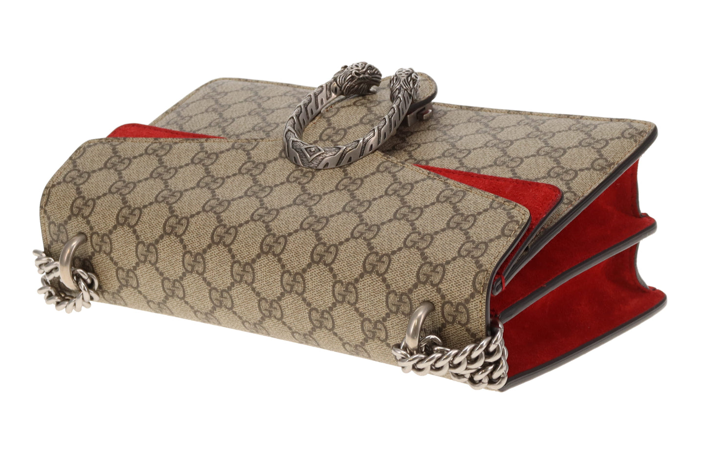 Gucci Dionysus Medium Shoulder Bag – GG Supreme Canvas with Red Suede Panel